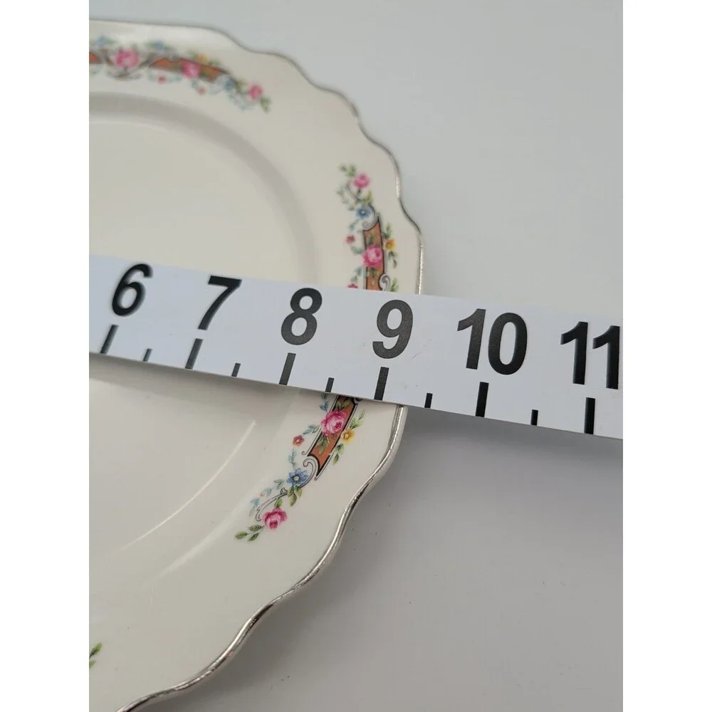 Beautiful W S George Lido Dinner Plate White Scalloped With Silver Rim 1940’s